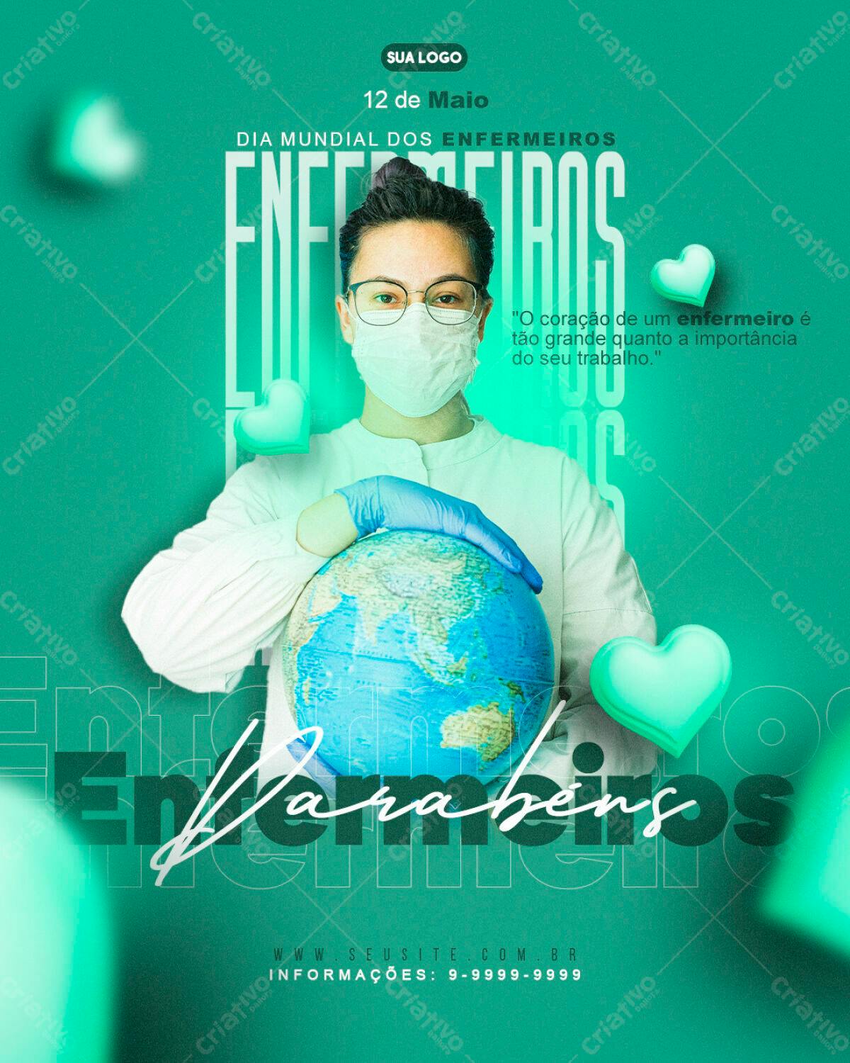 Flyer Dia Mundial do Enfermeiro PSD Editável