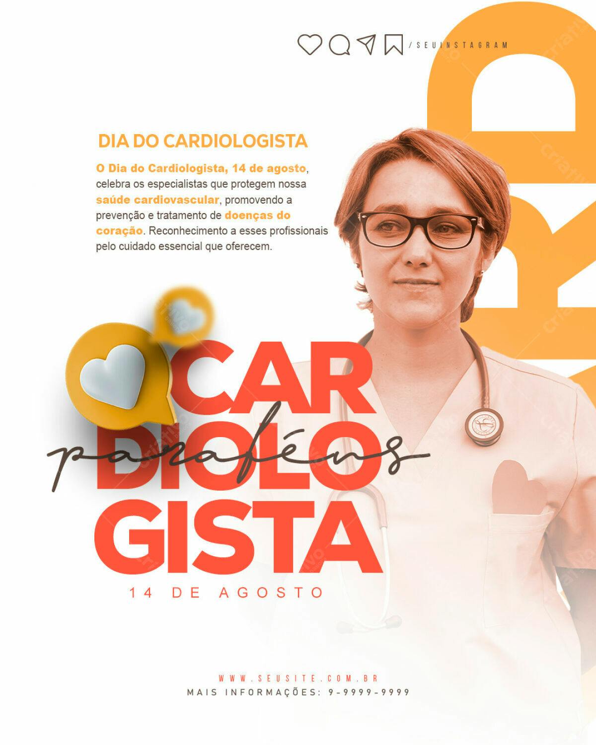 Post para Dia do Cardiologista PSD Editável
