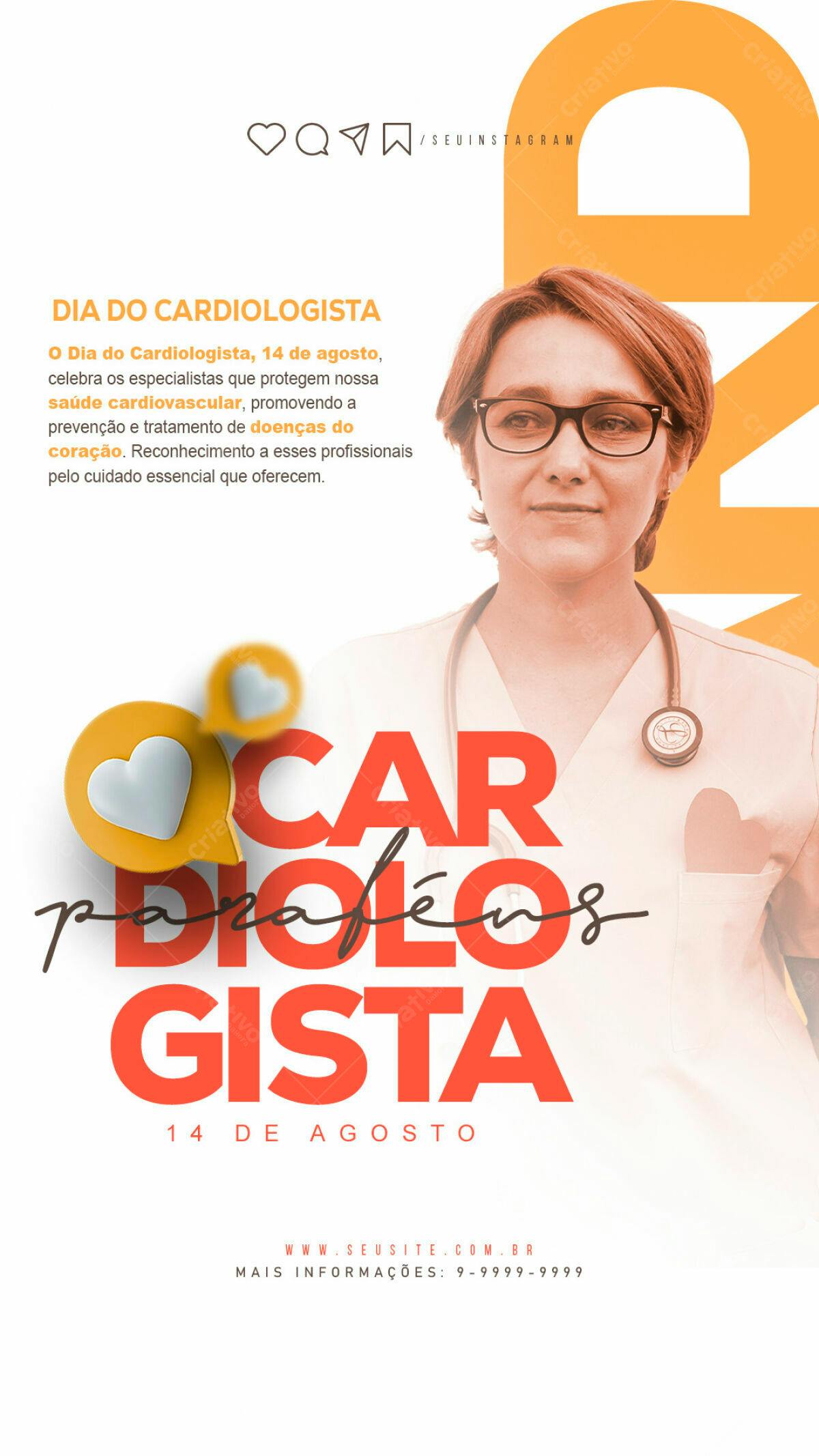 Flyer Dia do Cardiologista PSD Editável
