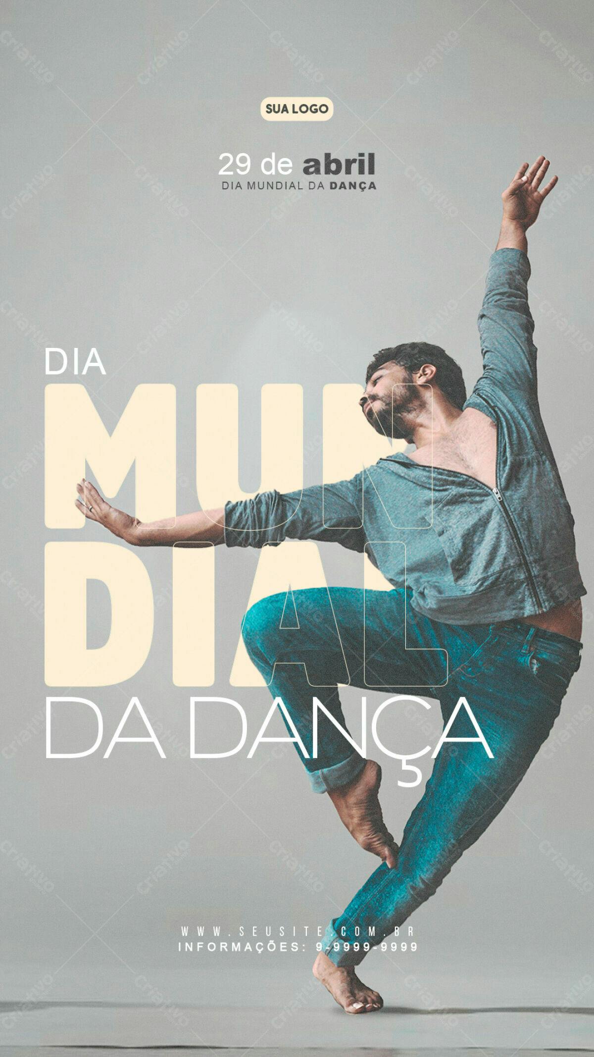 Flyer Dia Mundial da Dança PSD Editável