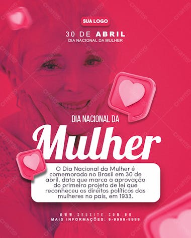 De abril dia nacional da mulher feed