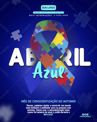 Abril azul mês de conscientização do autismo feed