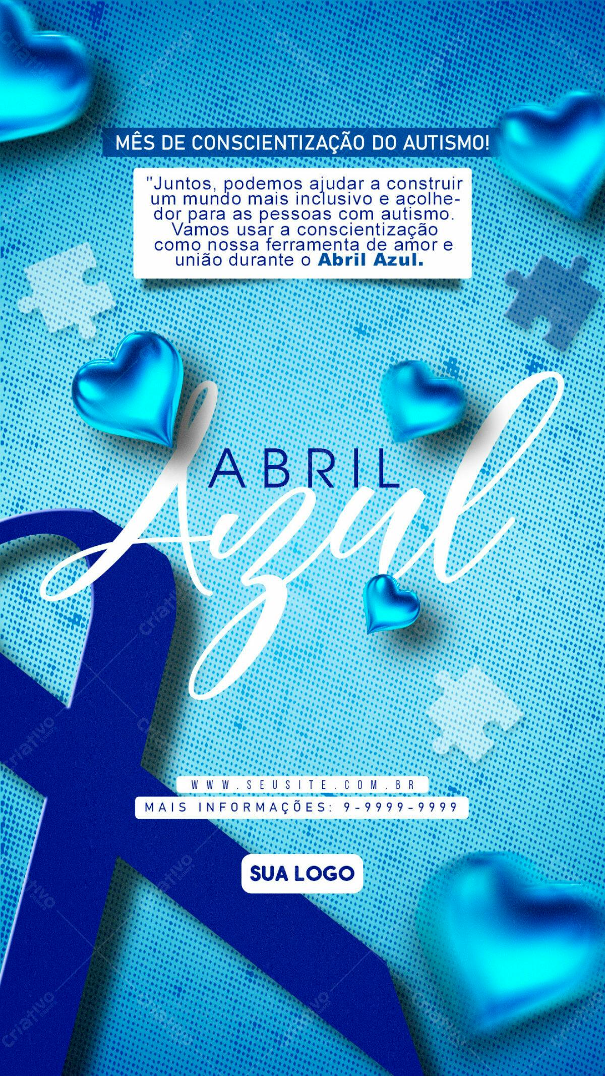 Flyer Abril Azul Conscientização Autismo PSD Editável