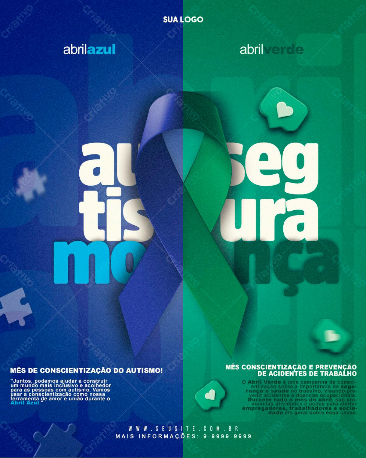 Flyer Conscientização Autismo e Segurança do Trabalho PSD Editável