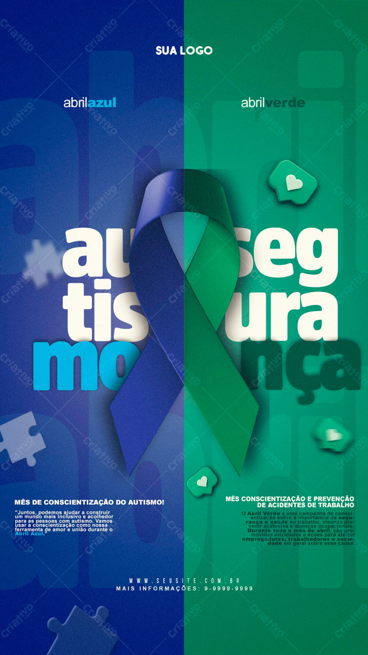 Flyer Conscientização Autismo e Segurança do Trabalho PSD Editável