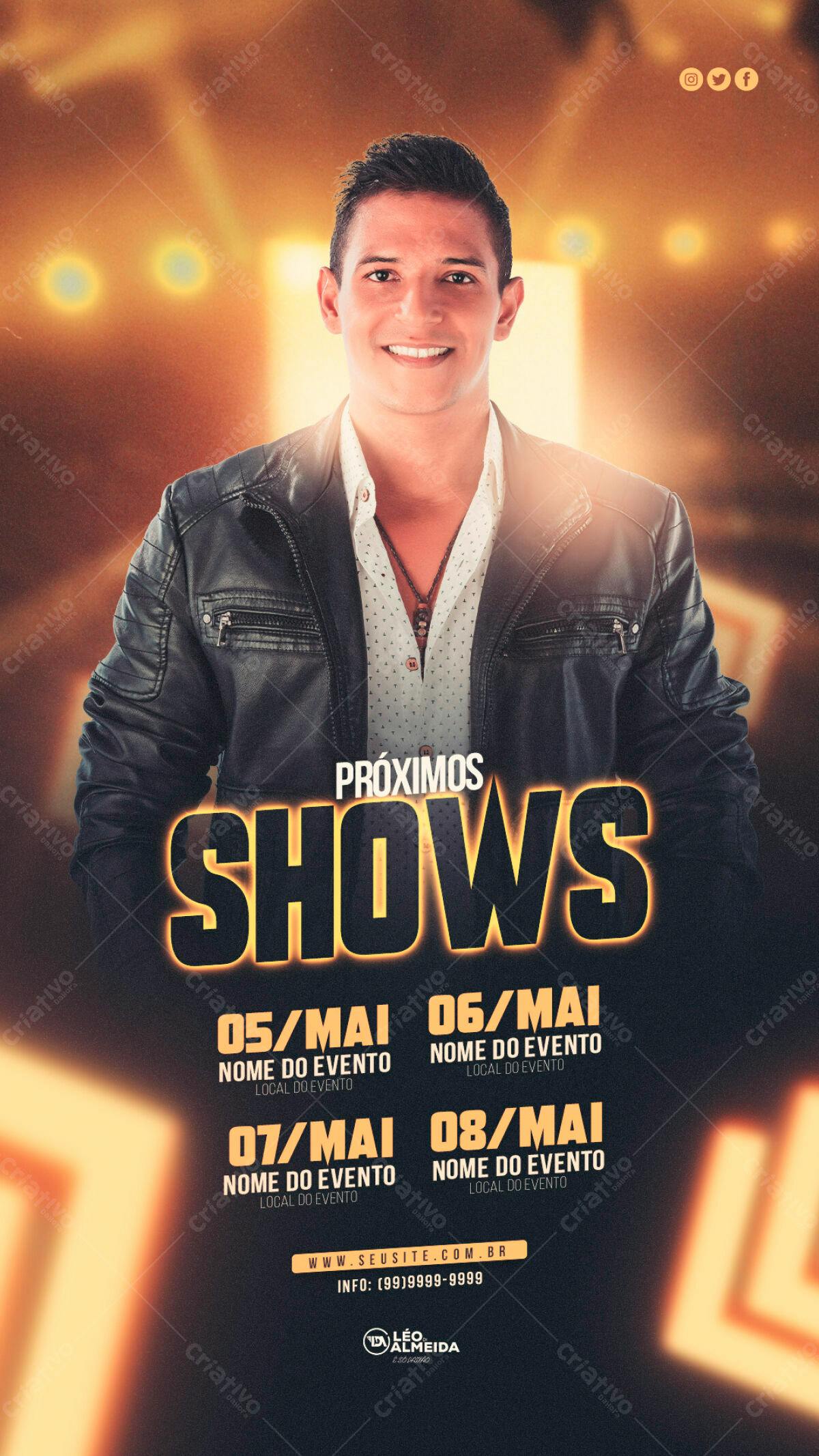 Flyer para Shows Musicais PSD Editável
