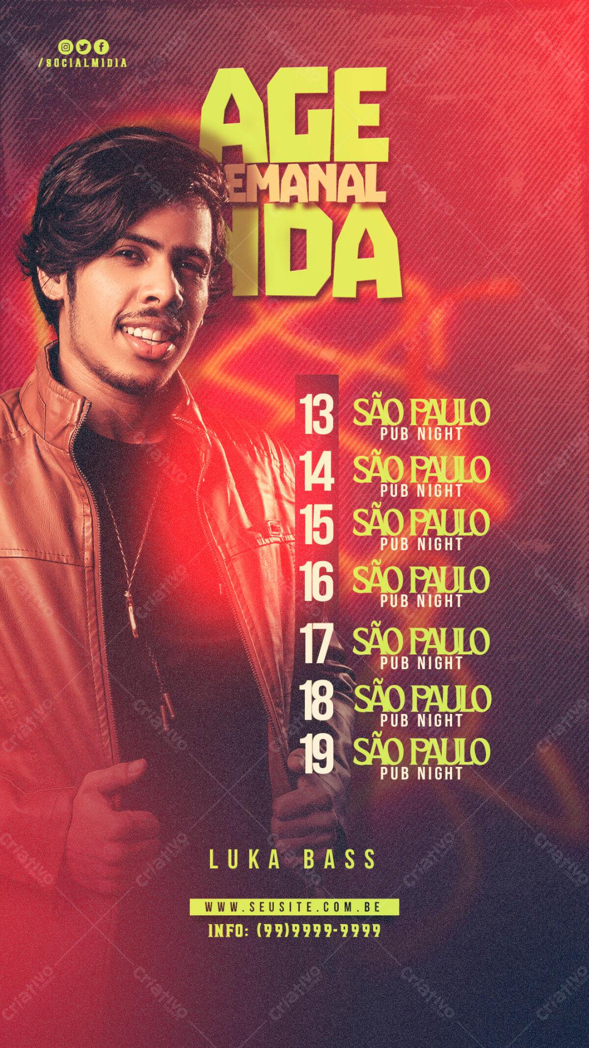 Flyer para Show do Luka Bass em SP PSD Editável