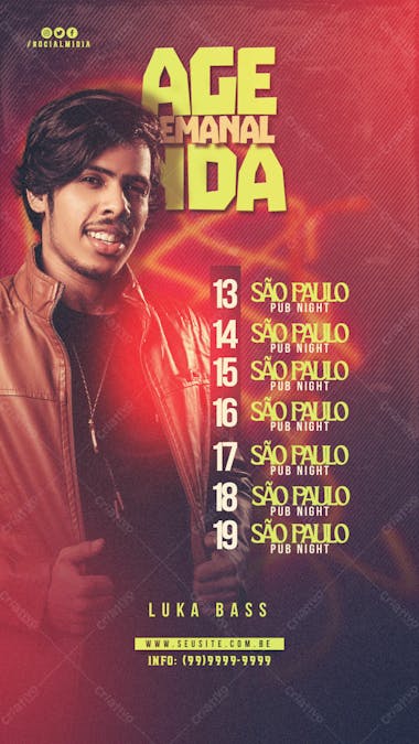 Agenda de show semanal story