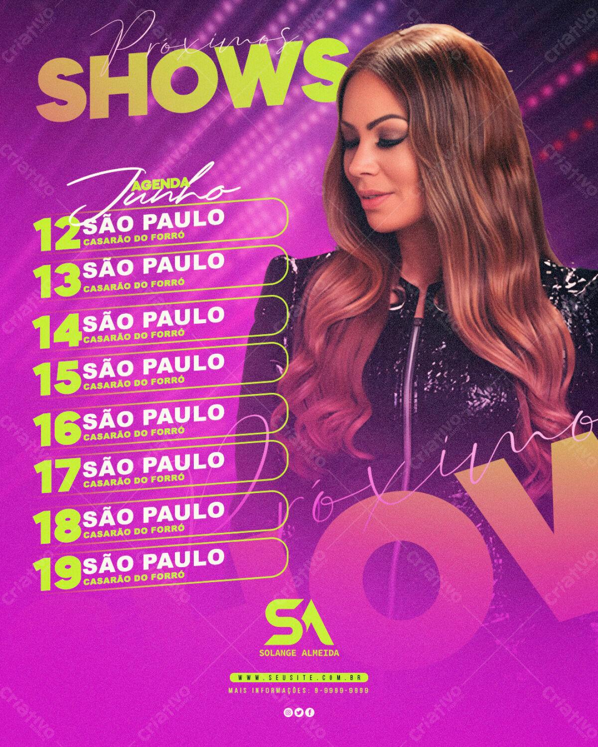 Flyer Shows Solange Almeida em São Paulo PSD Editável
