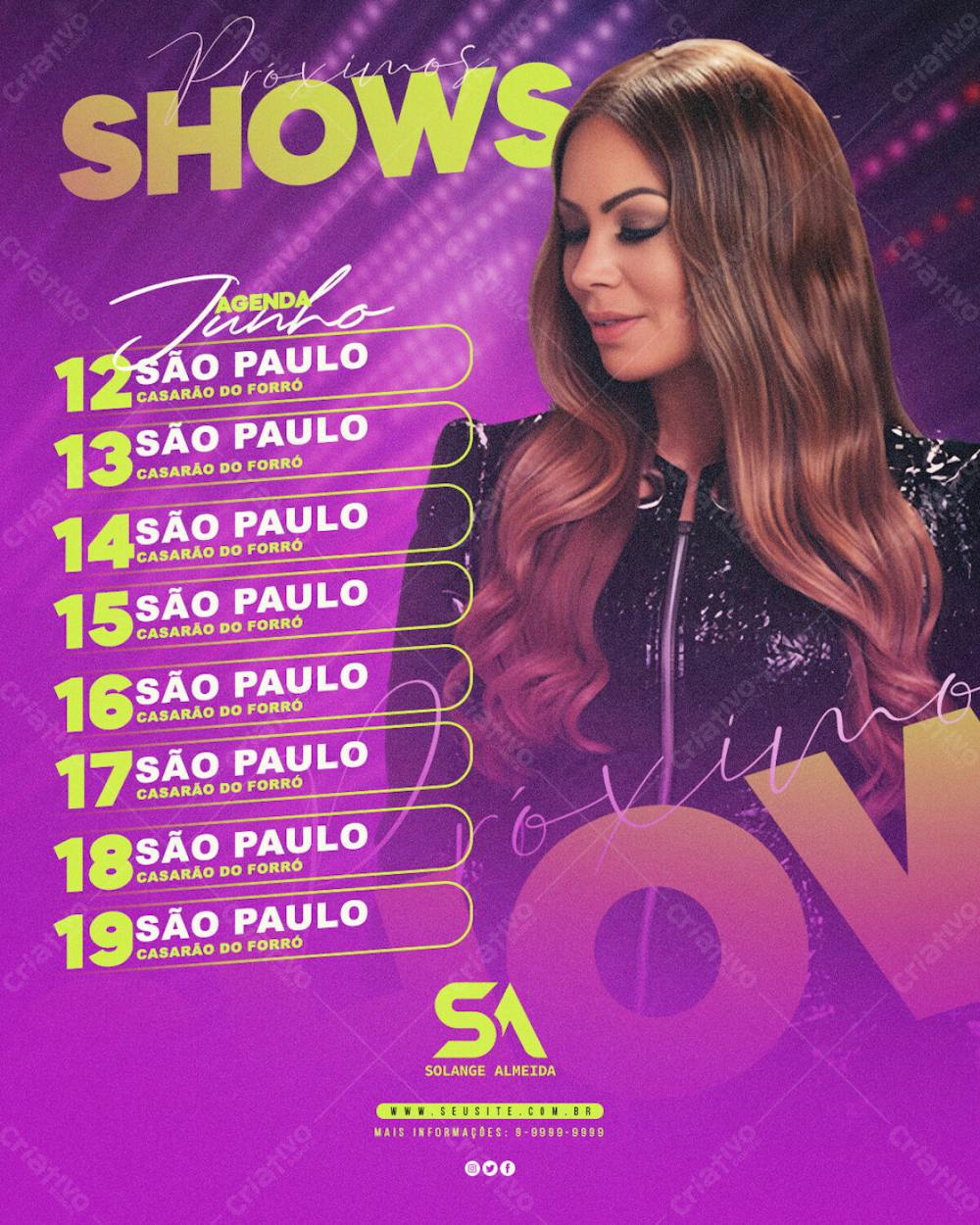 Agenda Próximos Shows Solange Almeida Feed