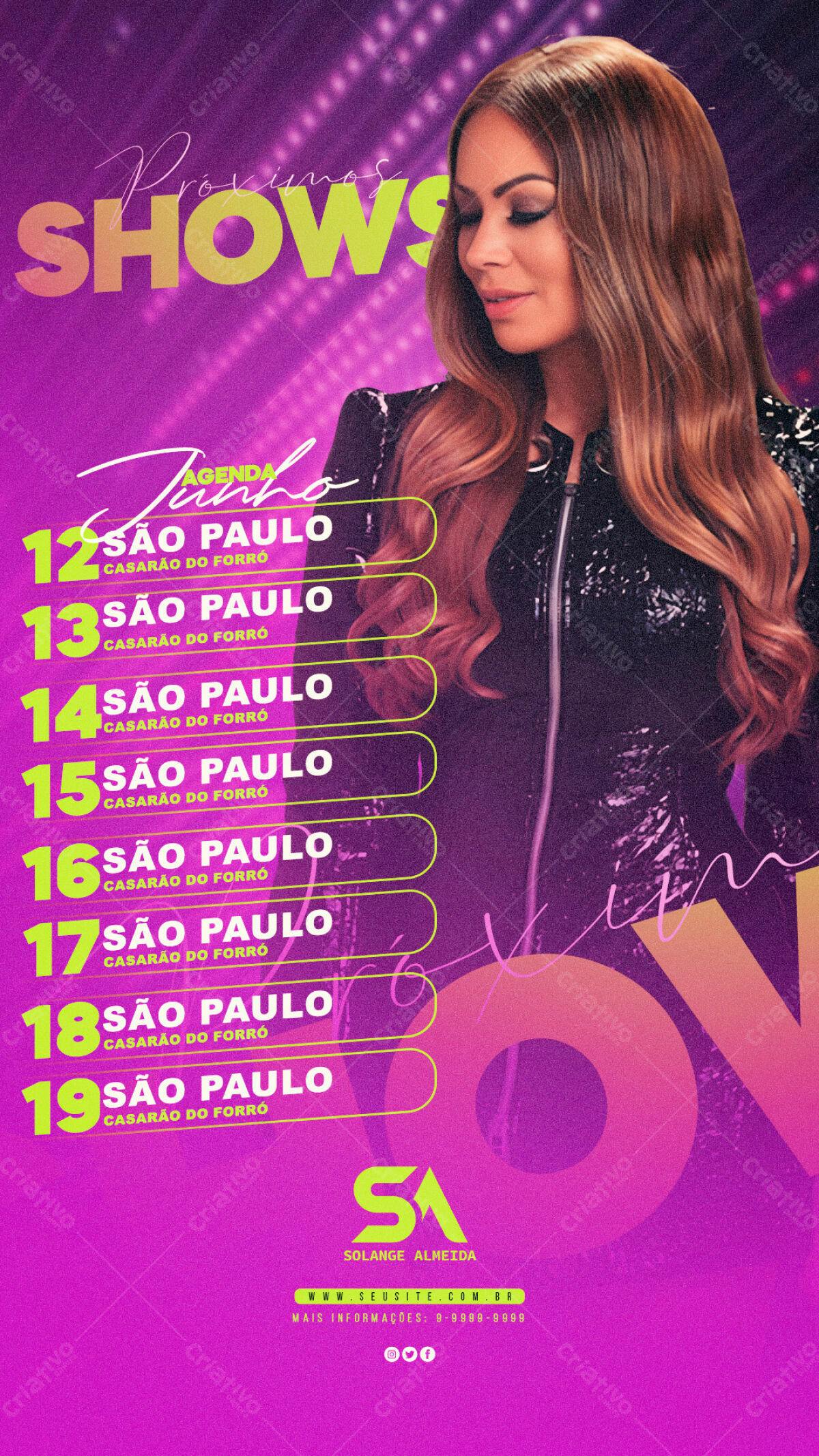 Flyer Shows Solange Almeida em São Paulo PSD Editável