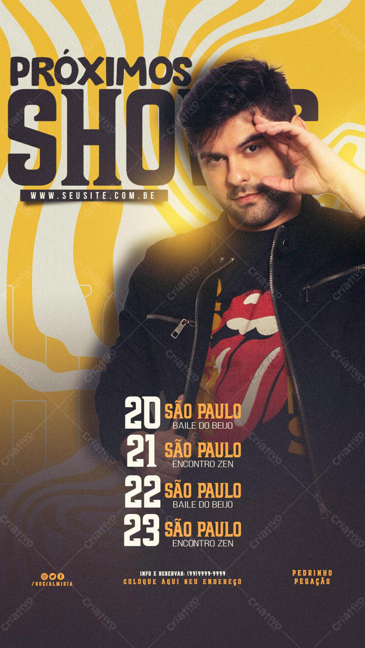Flyer para Shows de Pedrinho Pegação PSD Editável