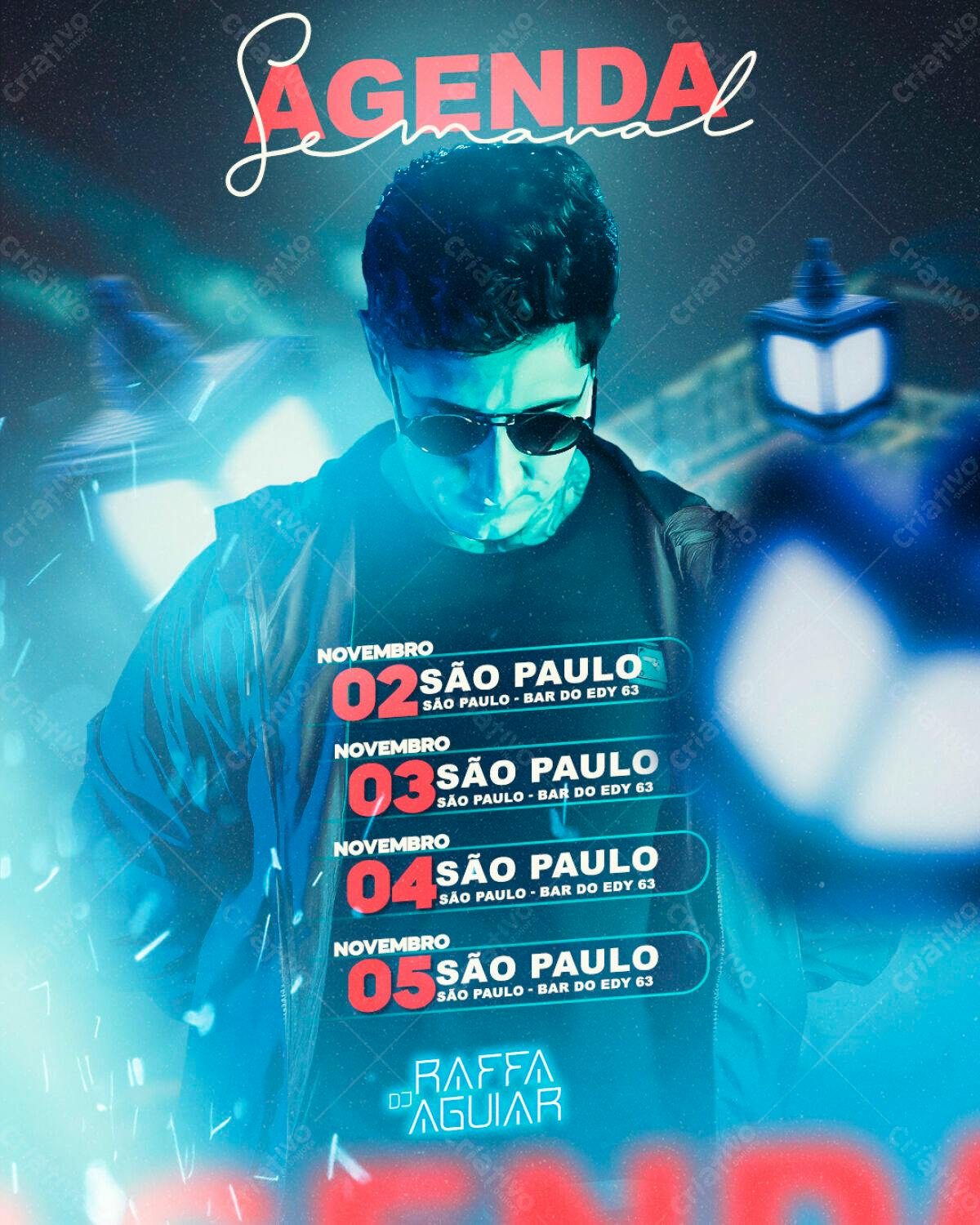 Flyer para Agenda Semanal de Shows Raffa Aguiar PSD Editável