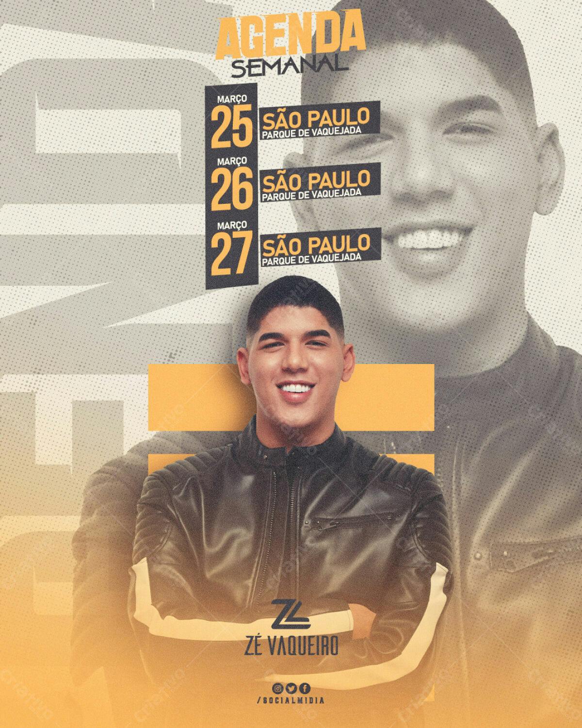 Flyer Agenda Semanal Zé Vaqueiro PSD Editável