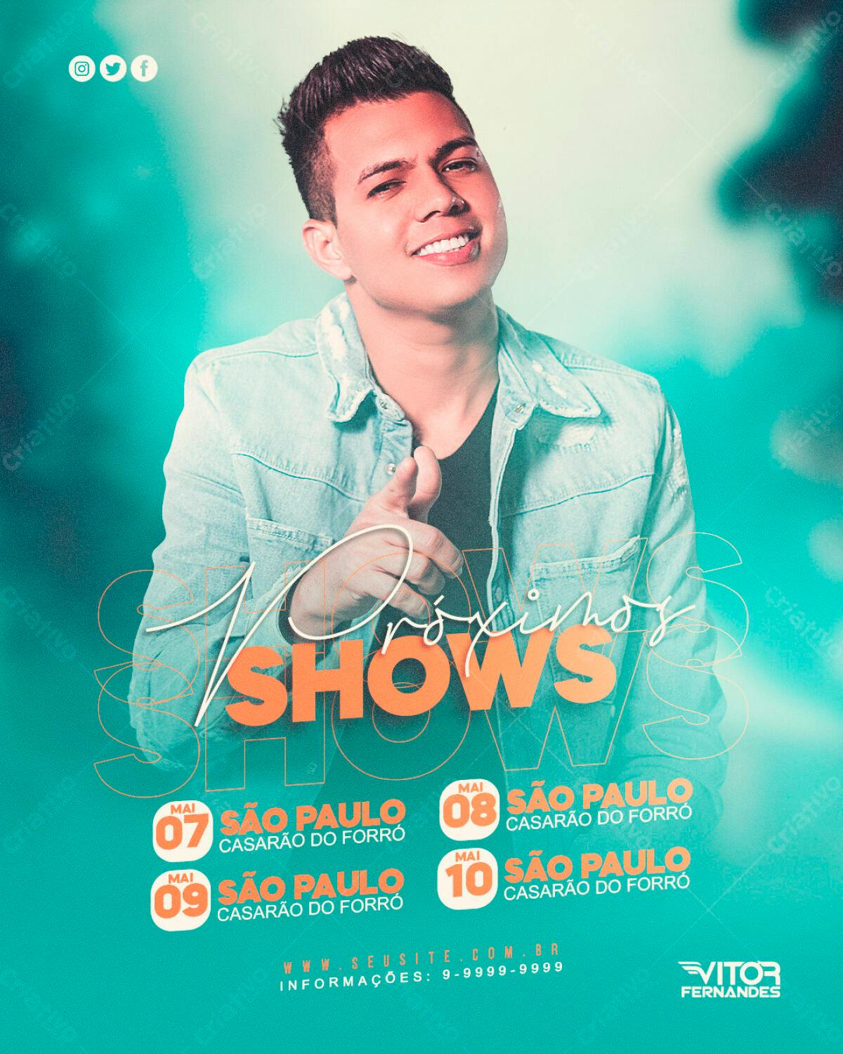Flyer para Shows Vitor Fernandes PSD Editável