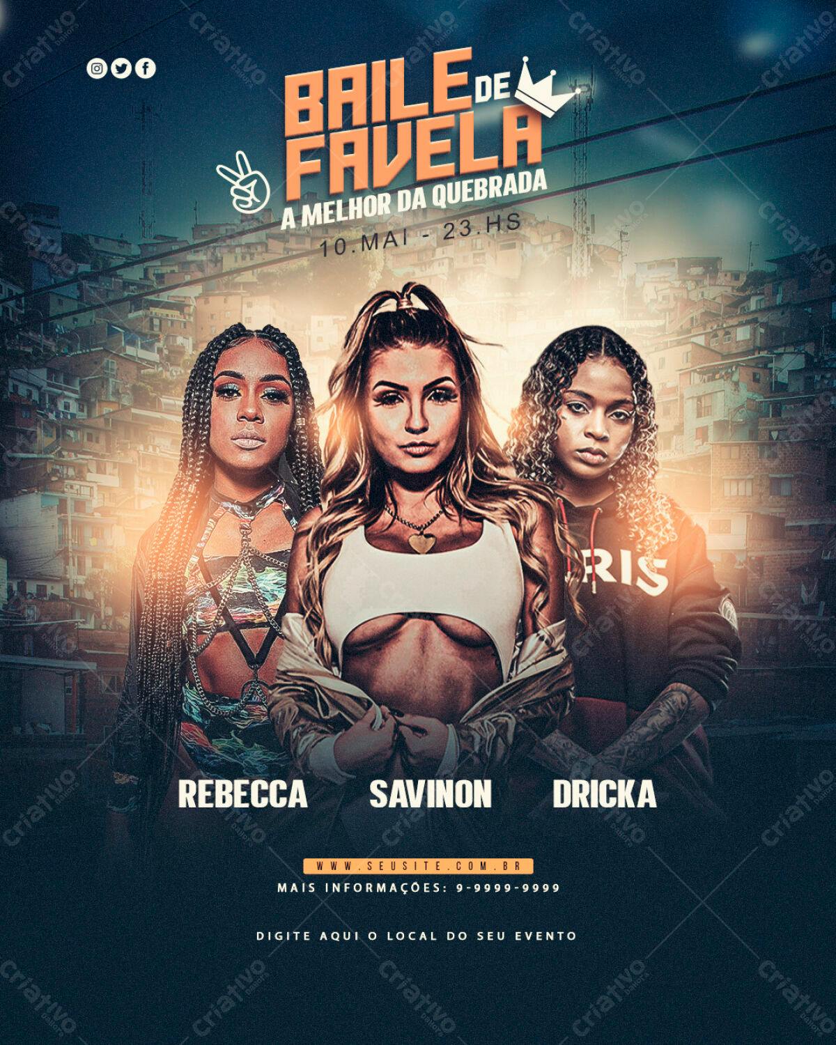 Flyer Baile de Favela PSD Editável
