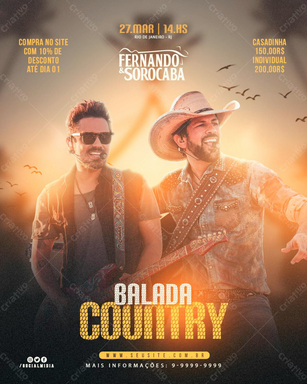 Flyer para Show Fernando & Sorocaba PSD Editável