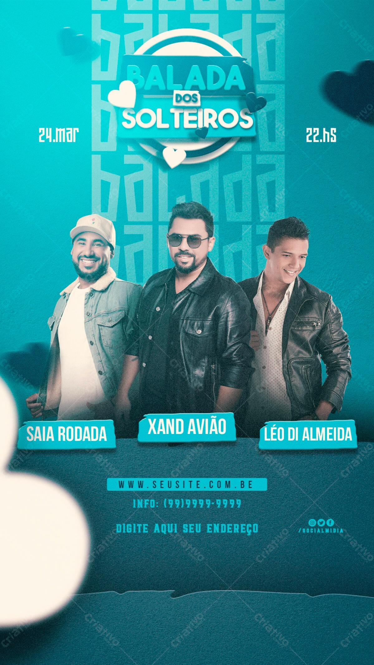 Flyer Balada dos Solteiros PSD Editável