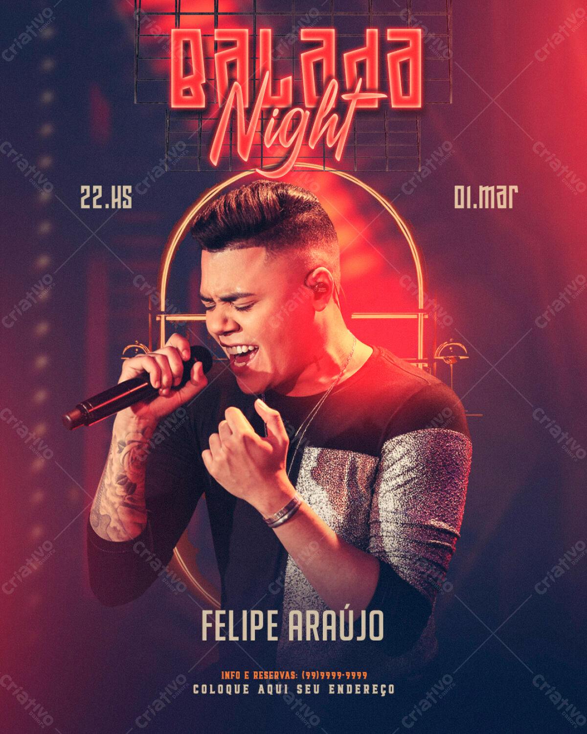Flyer para Show de Felipe Araújo PSD Editável