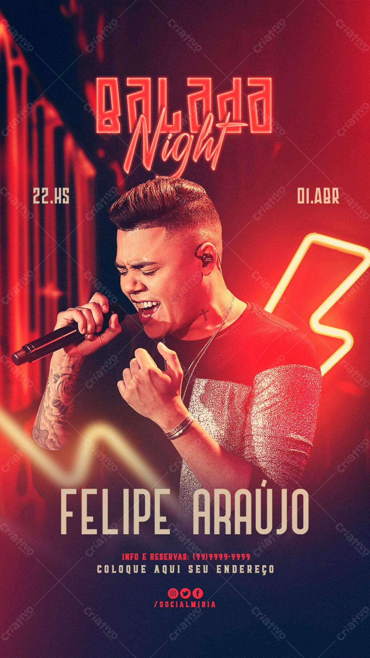 Flyer para Show Felipe Araújo PSD Editável