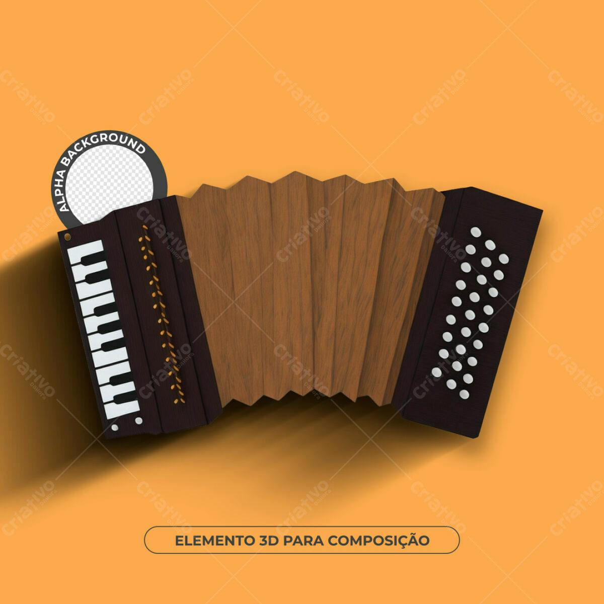Elemento 3D Sanfona PSD Editável