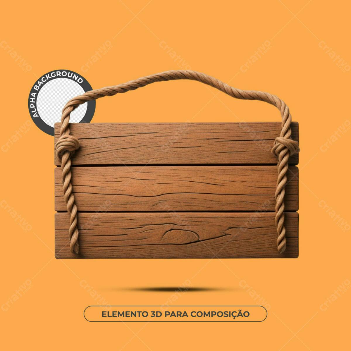 Elemento 3D de Madeira PSD Editável