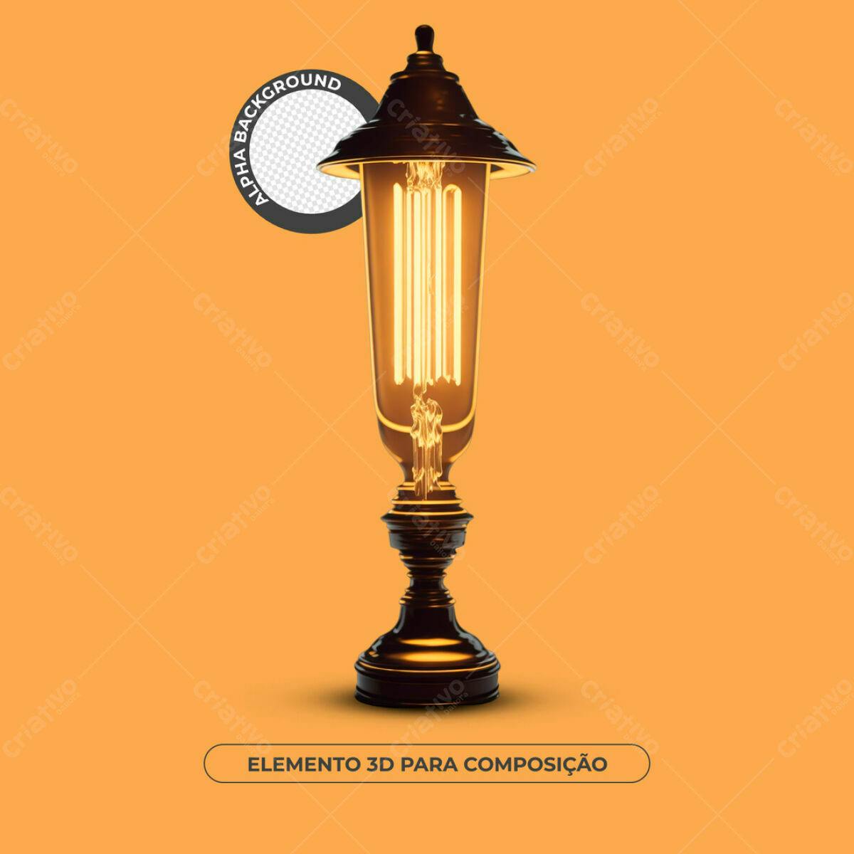 Elemento 3D Luminária Vintage PSD Editável