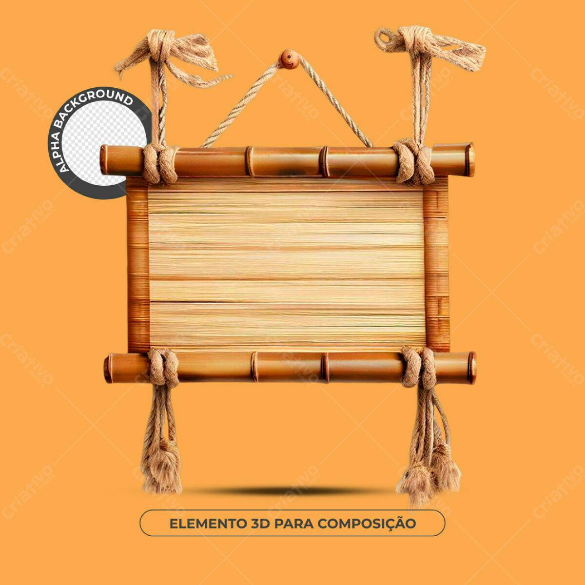 Elemento 3D de Bambu para Composição PSD Editável