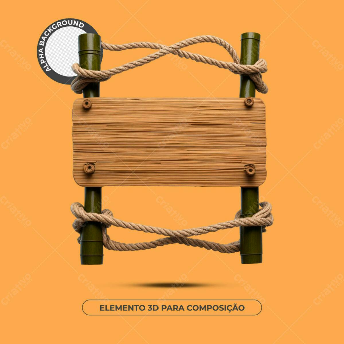 Placa de Madeira Rustica para Mockup PSD Editável