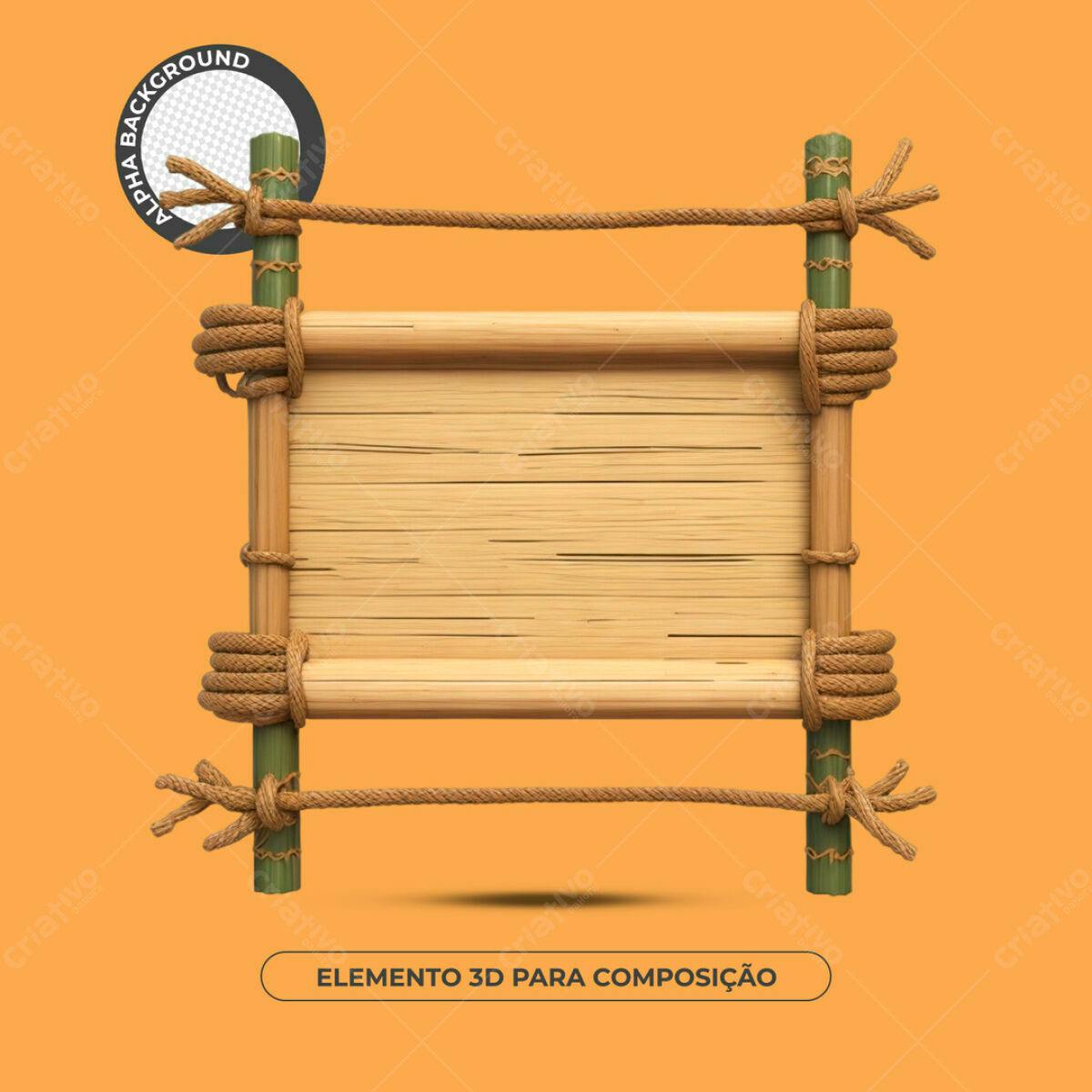 Elemento 3D de Madeira PSD Editável