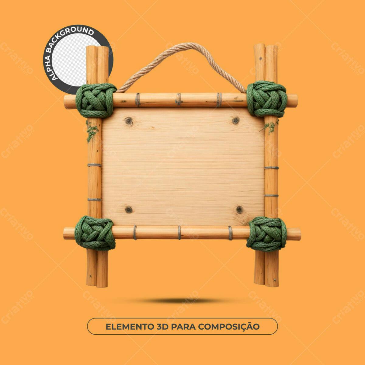 Moldura de Bambu para Composição PSD Editável