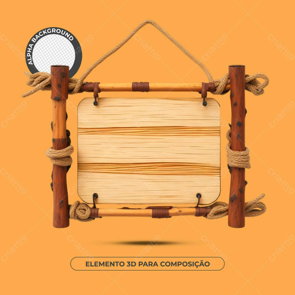 Placa de Madeira Rustica PSD Editável