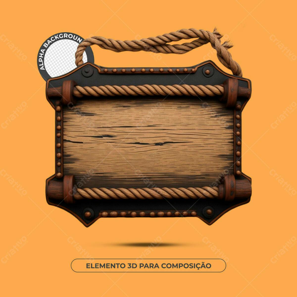 Elemento 3D de Madeira PSD Editável