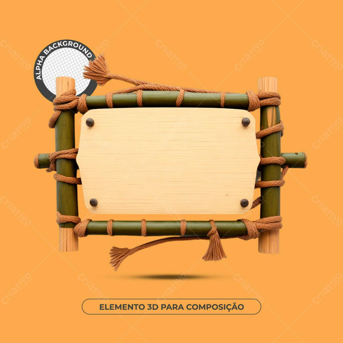 Placa de Madeira em Bambu PSD Editável