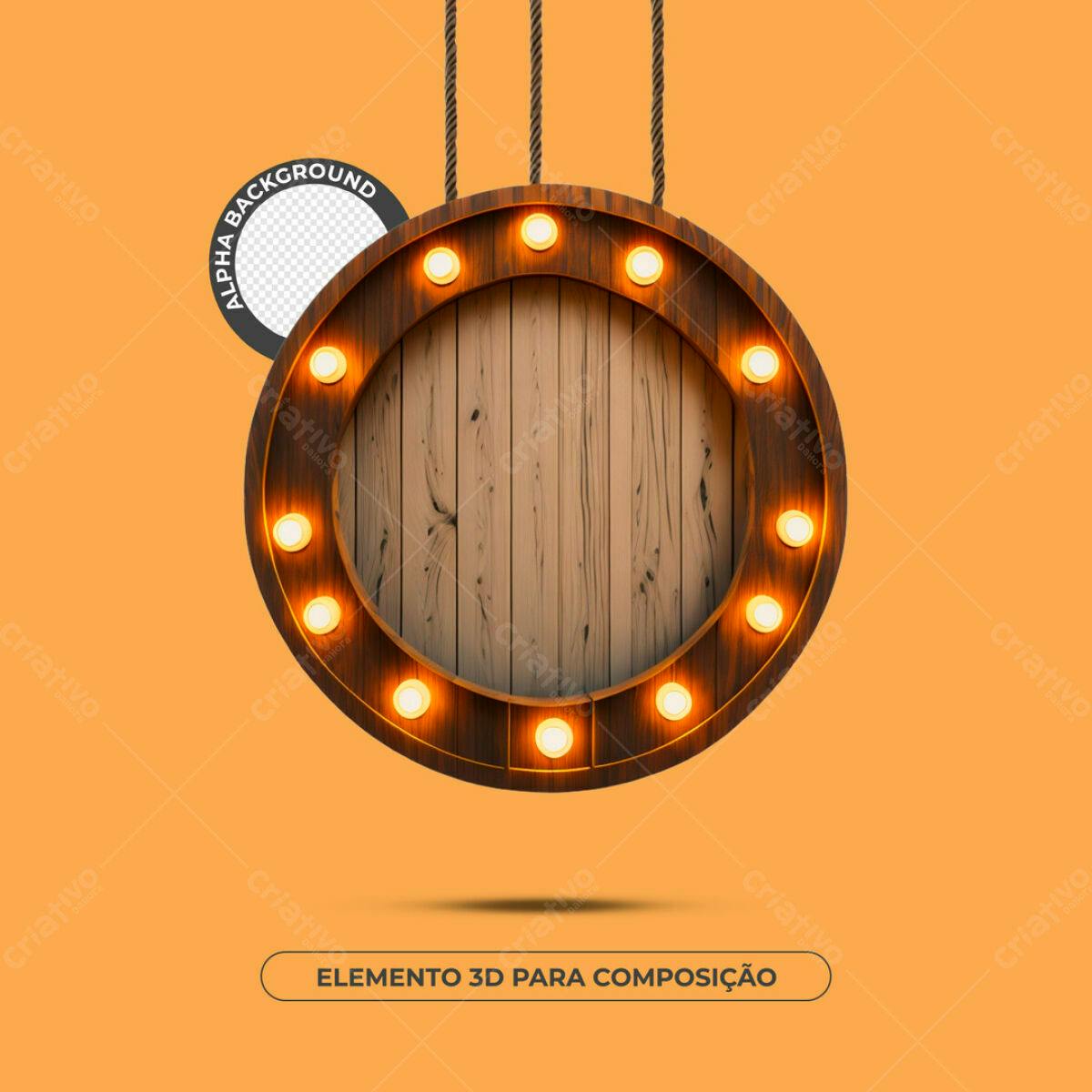 Moldura de Madeira com Luzes PSD Editável