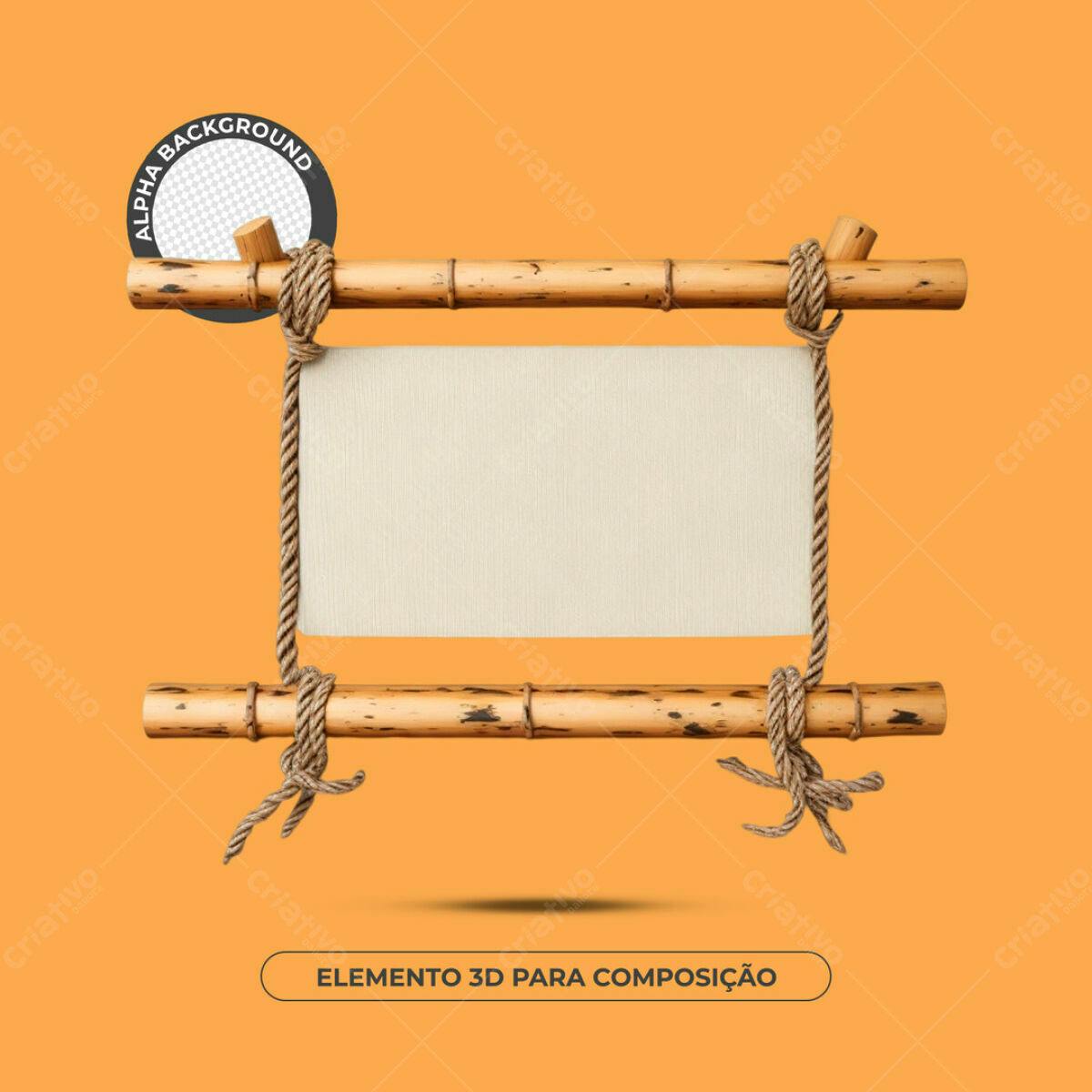 Elemento 3D de Bambu para Composição PSD Editável