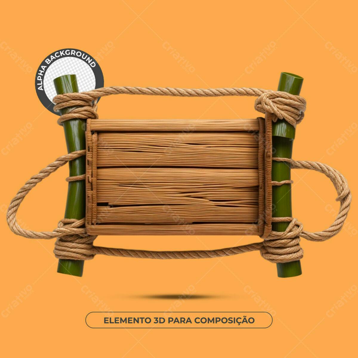 Elemento 3D de Madeira PSD Editável