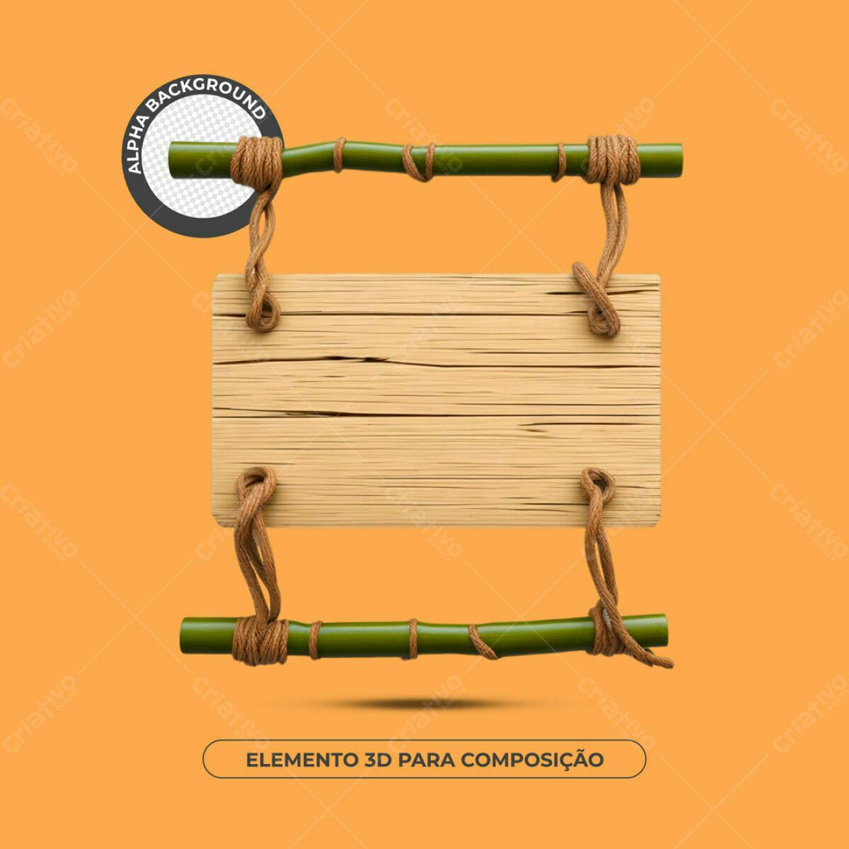 Elemento 3D de Madeira PSD Editável