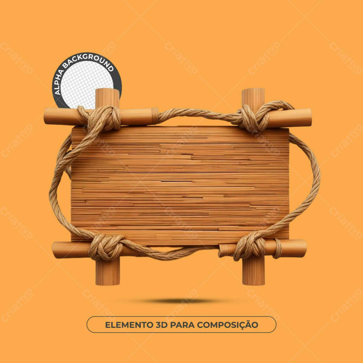 Elemento 3D de Madeira PSD Editável