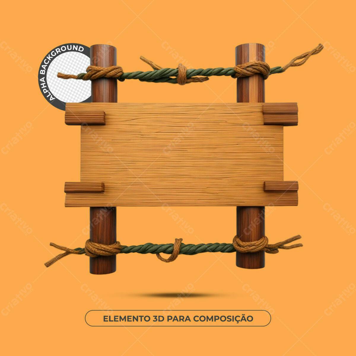 Placa de Madeira 3D para Composição PSD Editável