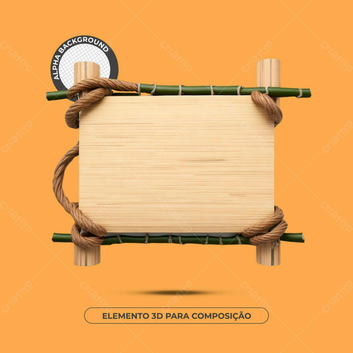 Elemento 3D de Madeira PSD Editável