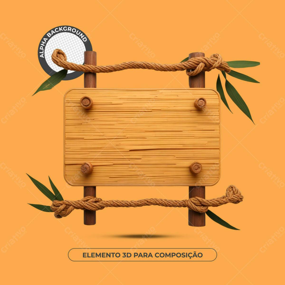 Placa de Madeira para Composição 3D PSD Editável