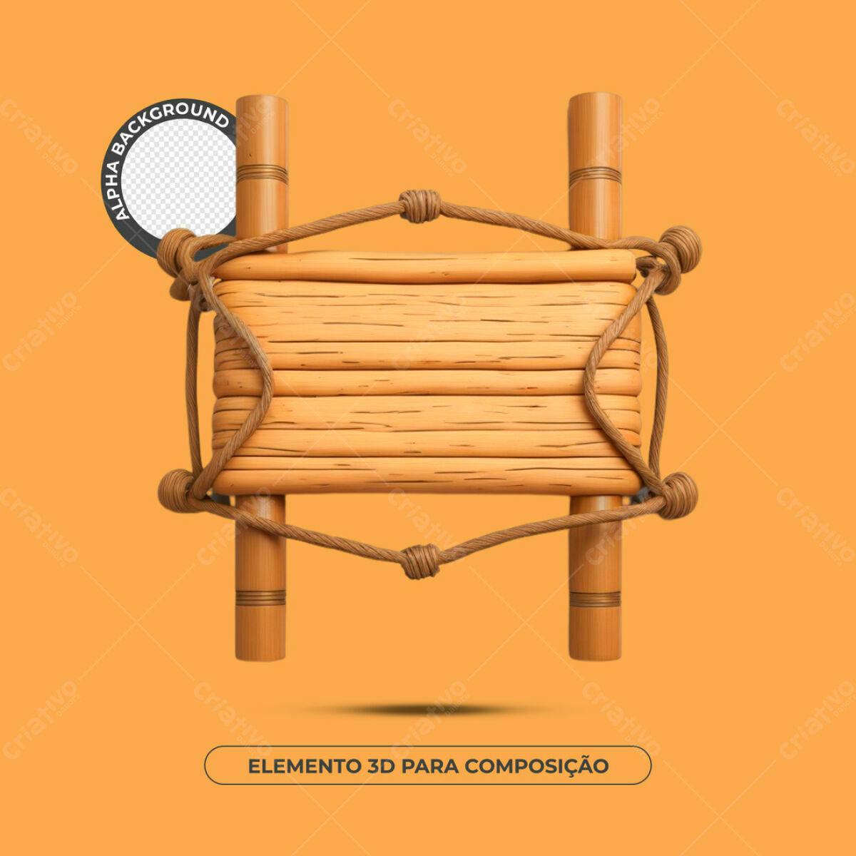 Placa de Madeira em 3D para Composição PSD Editável