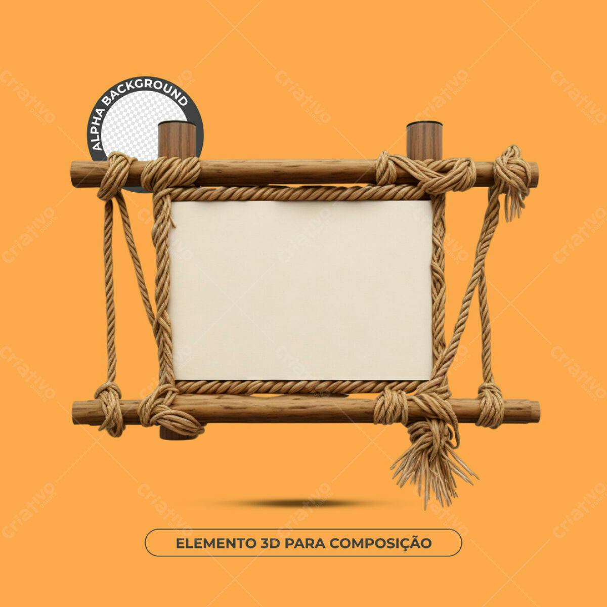 Moldura de Madeira e Corda PSD Editável