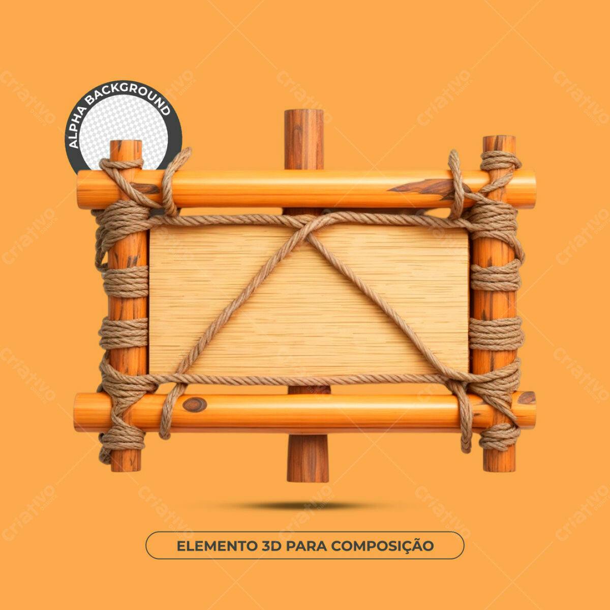 Elemento 3D de Madeira PSD Editável