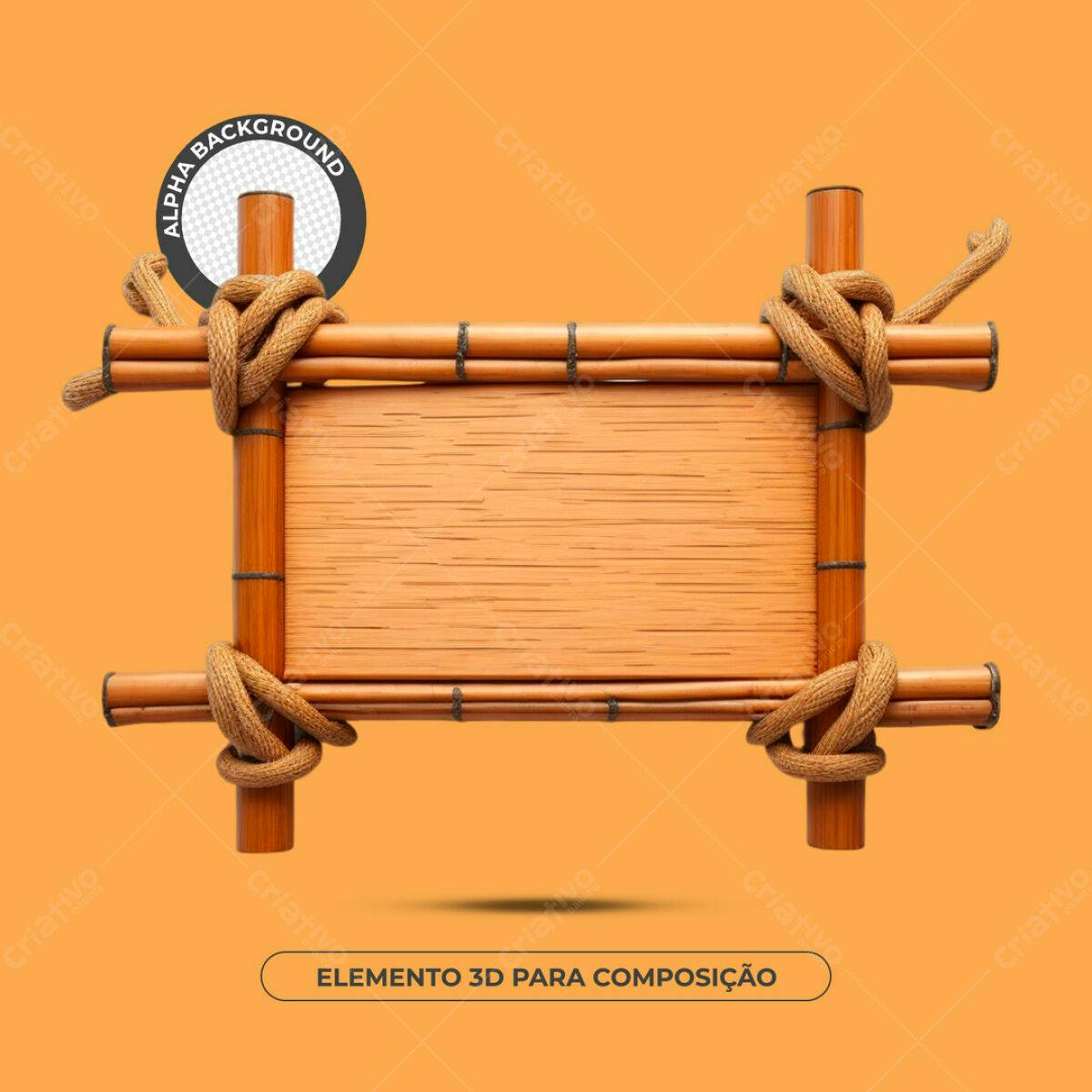 Moldura de Bambu para Composição PSD Editável