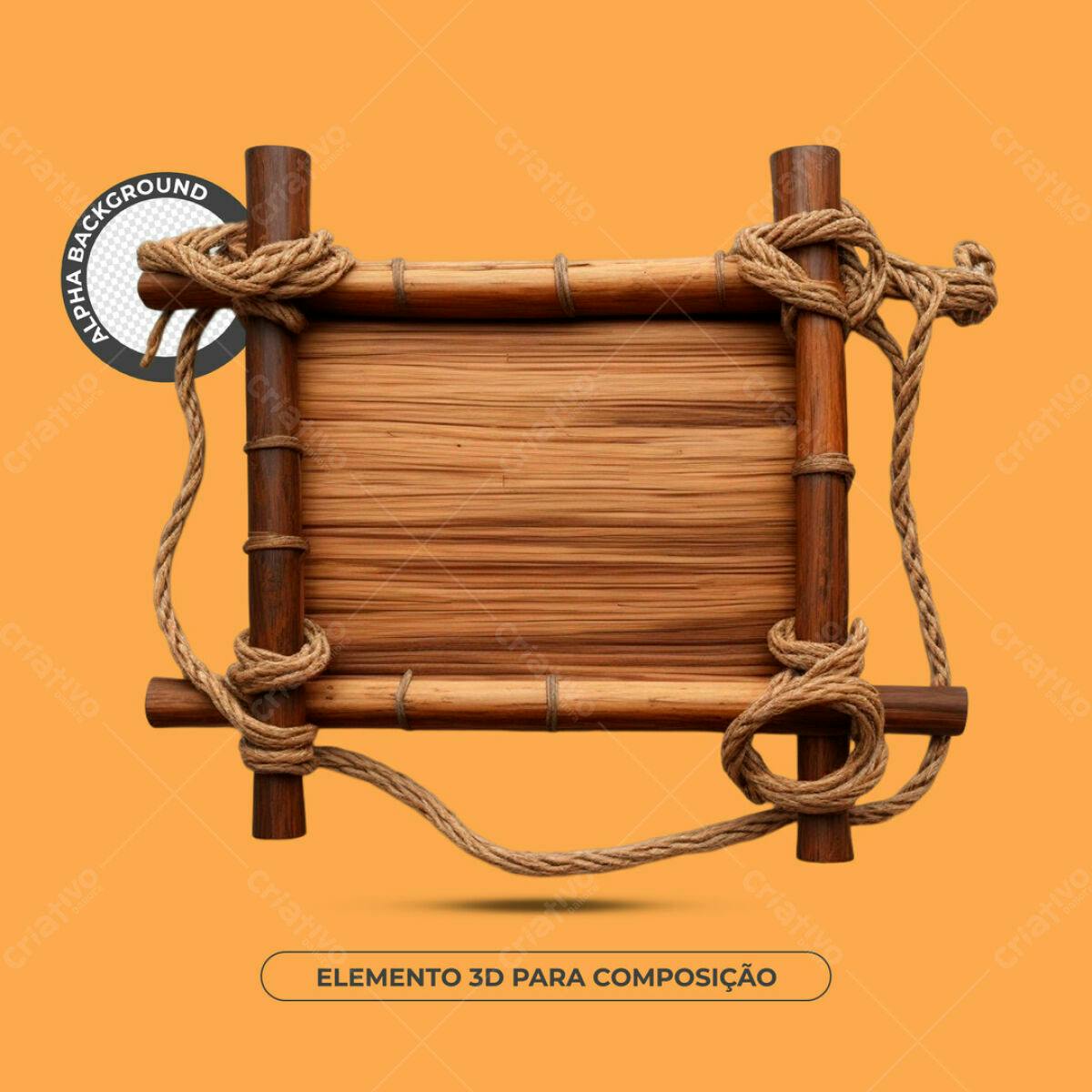 Moldura de Bambu para Composição PSD Editável