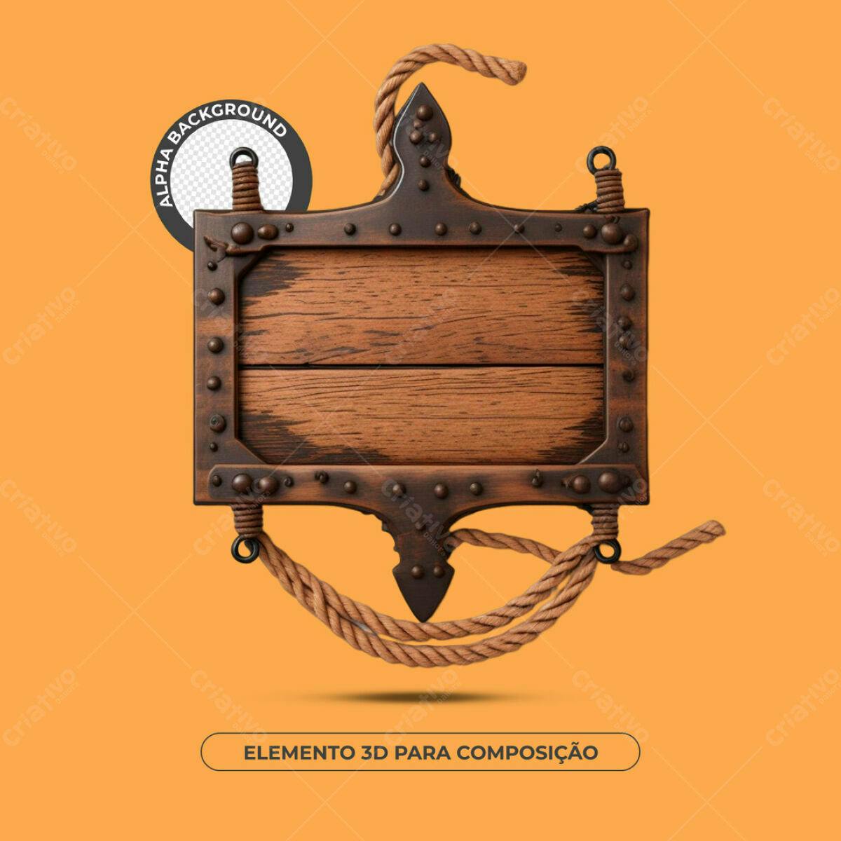 Placa de Madeira Rustica PSD Editável