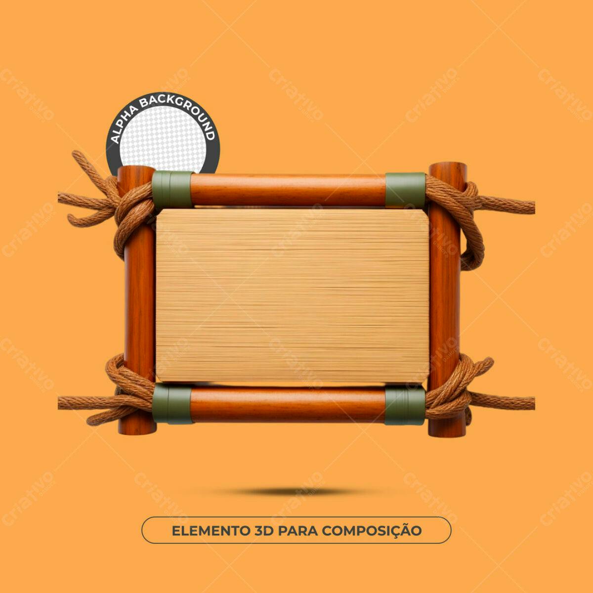 Elemento 3D de Madeira PSD Editável