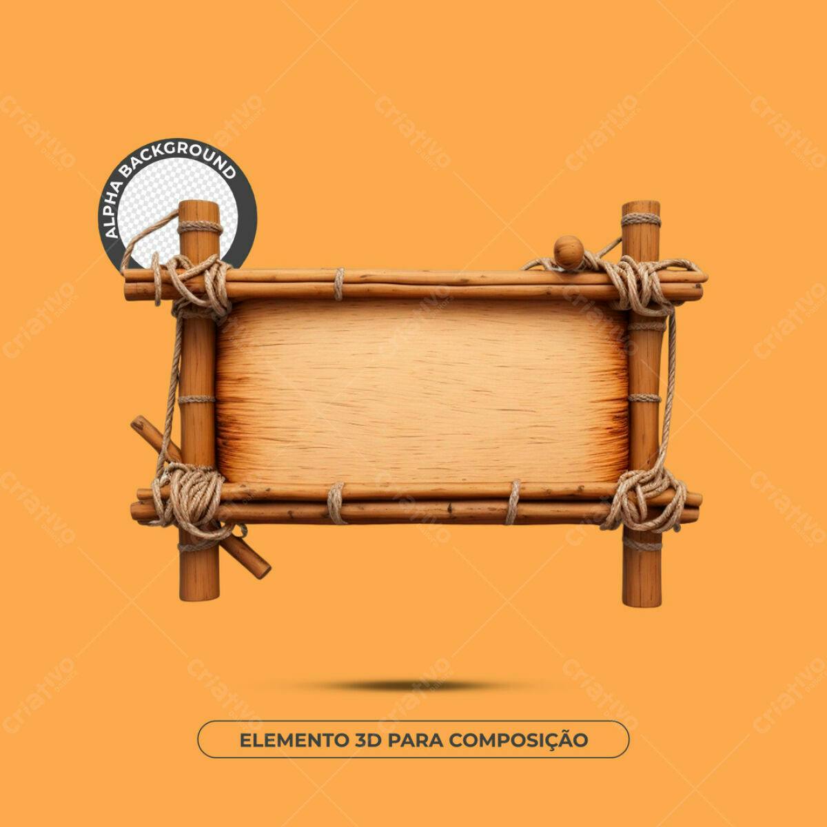 Elemento 3D de Madeira PSD Editável